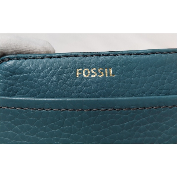 Fossil Blue Leather Credit Card ID Window Bifold Square Wallet - Picture 3 of 16